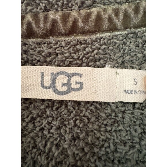 UGG Nyomi Women's Cropped Cardigan Sweater Green Sz S Soft Textured Cozy Comfy - Picture 4 of 6